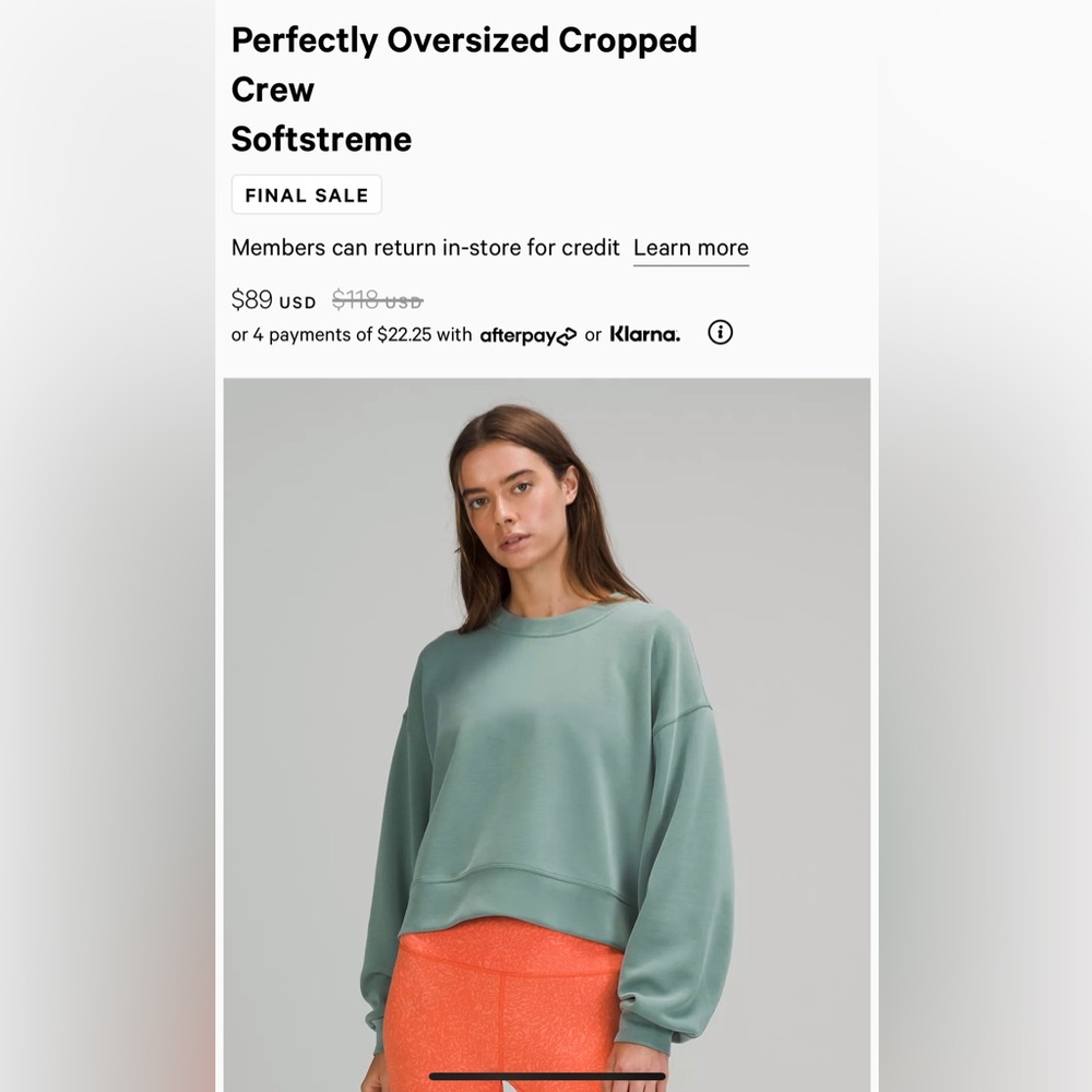 Lululemon cropped crew